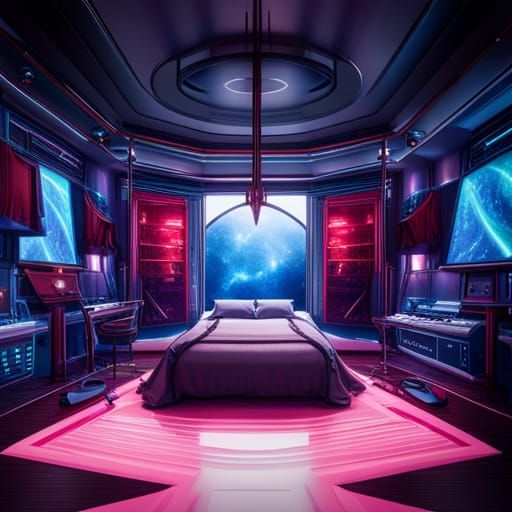 Sci-Fi Bedroom Music Banner in Detailed Matte Painting