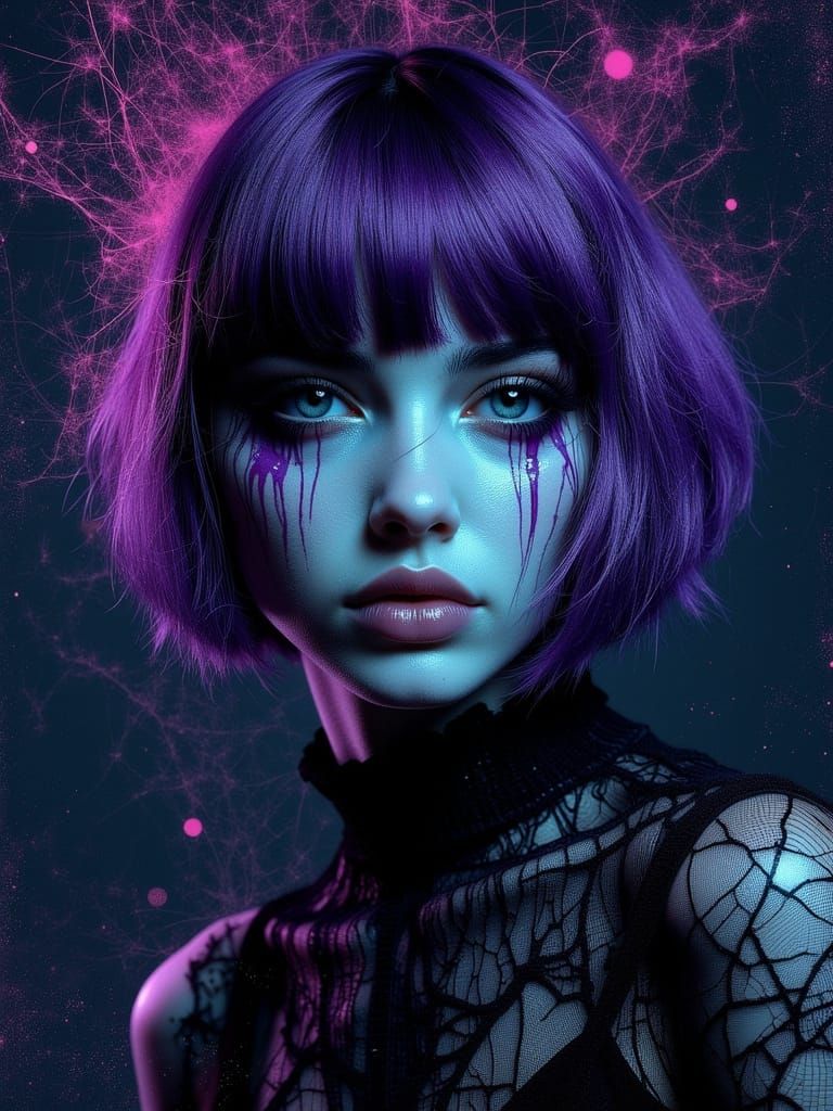 Gothic Woman Portrait with Glowing Details