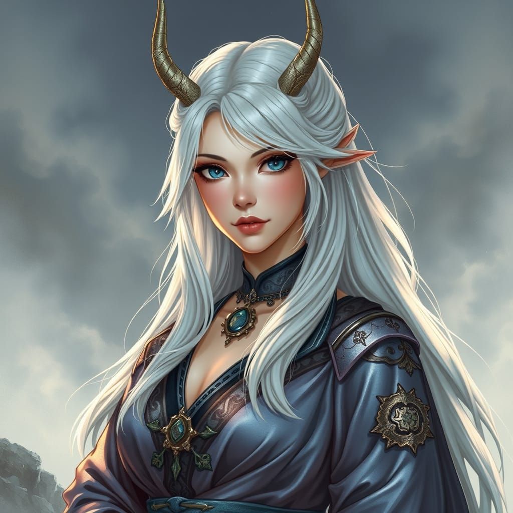 Ethereal Kirin Maiden in Iridescent Garb