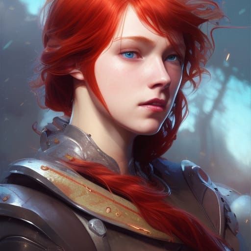 Ethereal Redhead Maiden in Armor