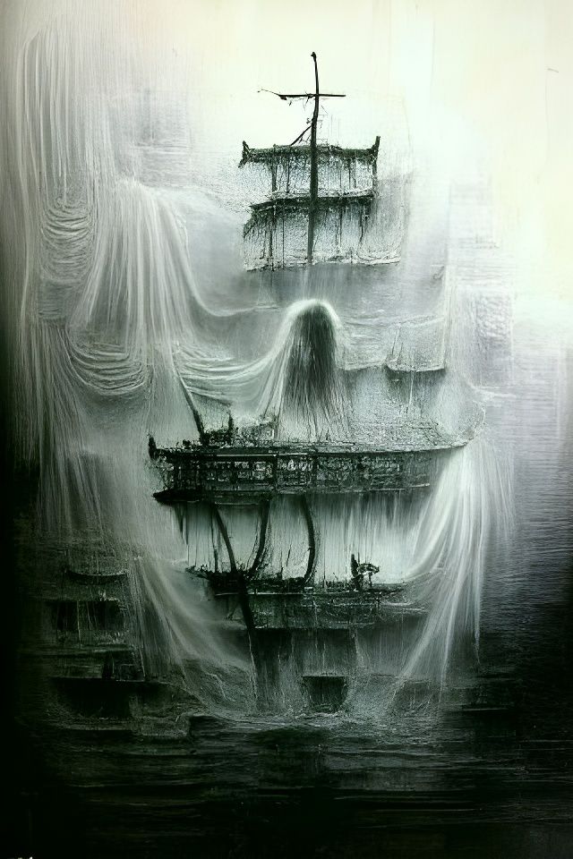 Ghost Ship in Detailed Dark Fantasy Style