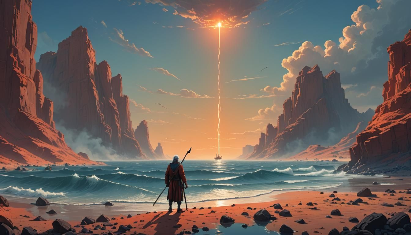 Moses Parting the Sea: Dreamlike Concept Art