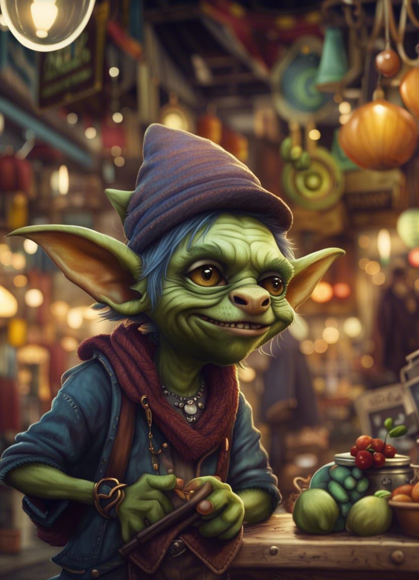 Hipster Goblin Goes Thrifting: Detailed Matte Painting