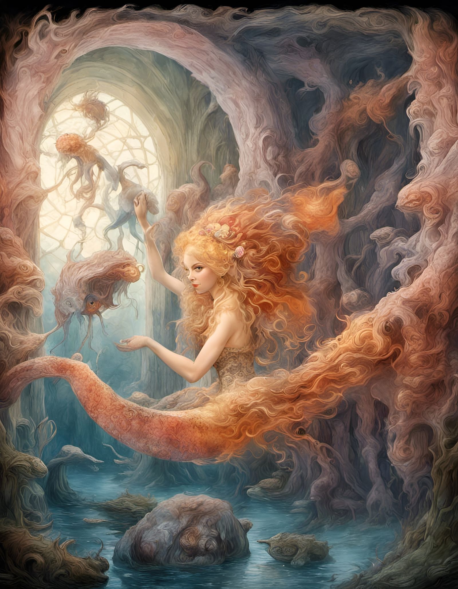 Cryptid Taxidermy in Art Nouveau Style