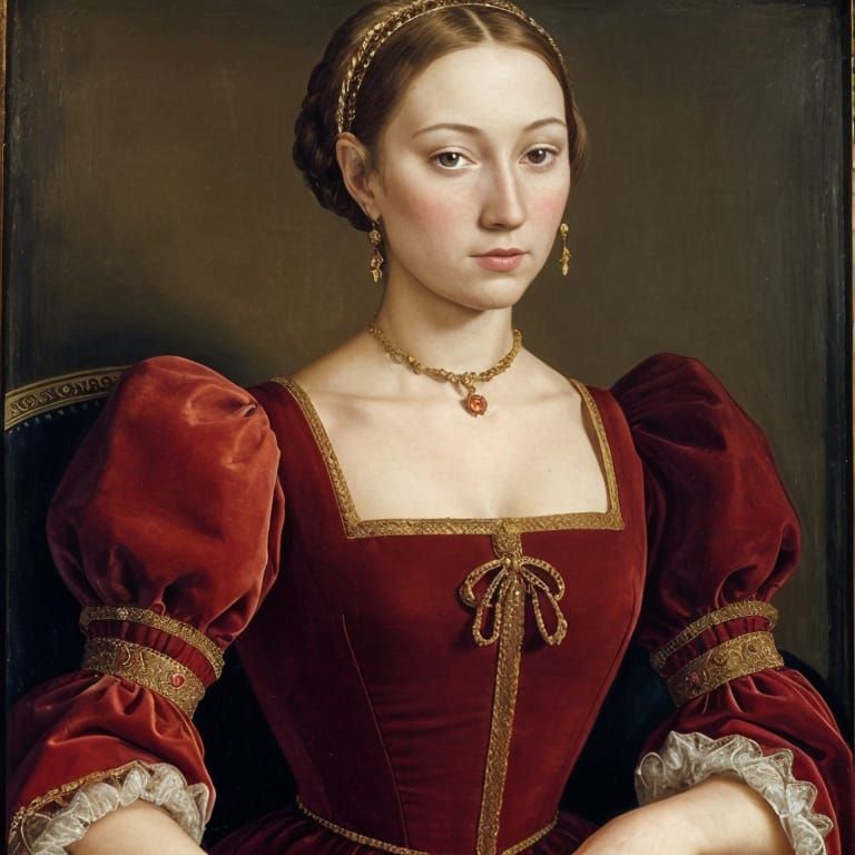 Noble Woman in Renaissance Finery with Falcon