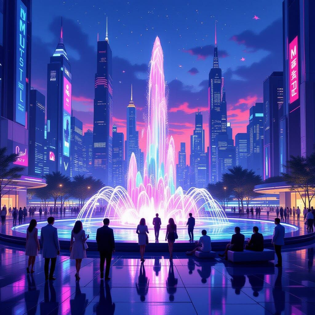 Futuristic Cityscape at Dusk in a Syd Mead Style