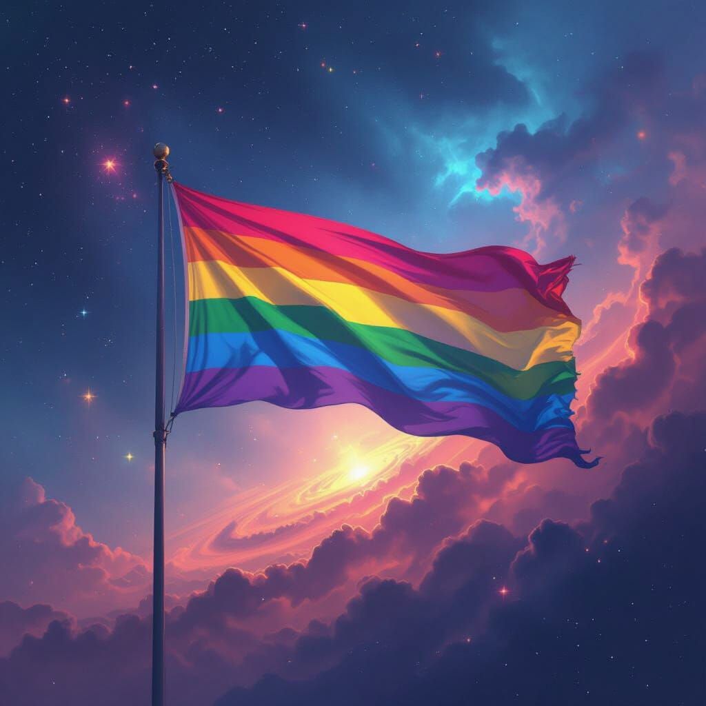 Non-Binary Flag Waves Proudly in Cosmic Digital Art