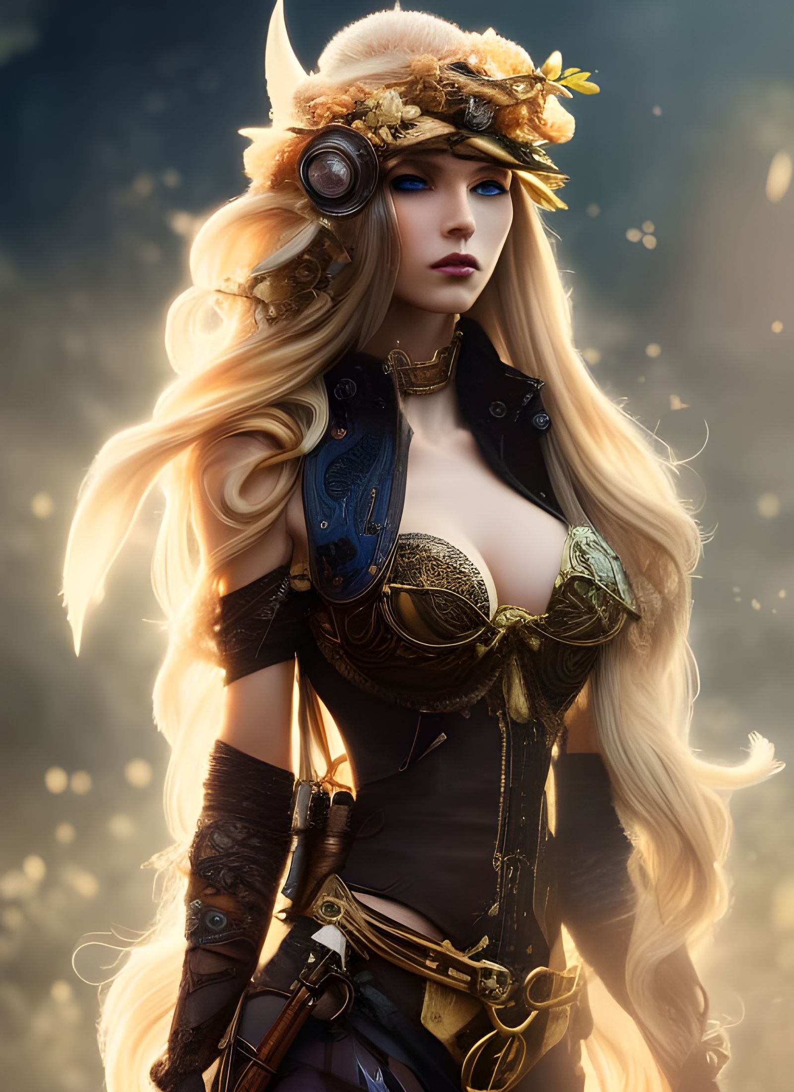 Steampunk Elf Goddess: Digital Art Illustration