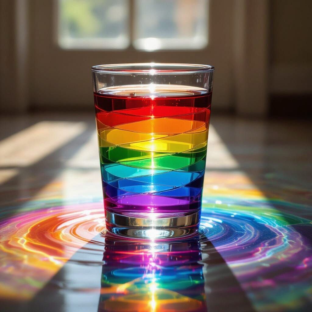 Rainbow Colors Erupting from Glass in Majestic Layers