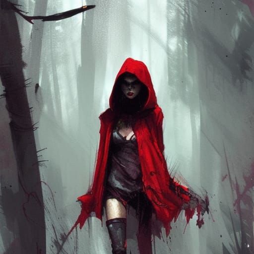Gritty Comic Art: Supermodel as Red Riding Hood