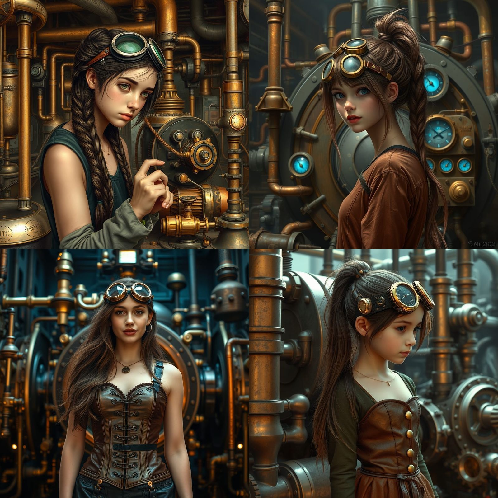 Steampunk Girl with Sci-Fi Engine