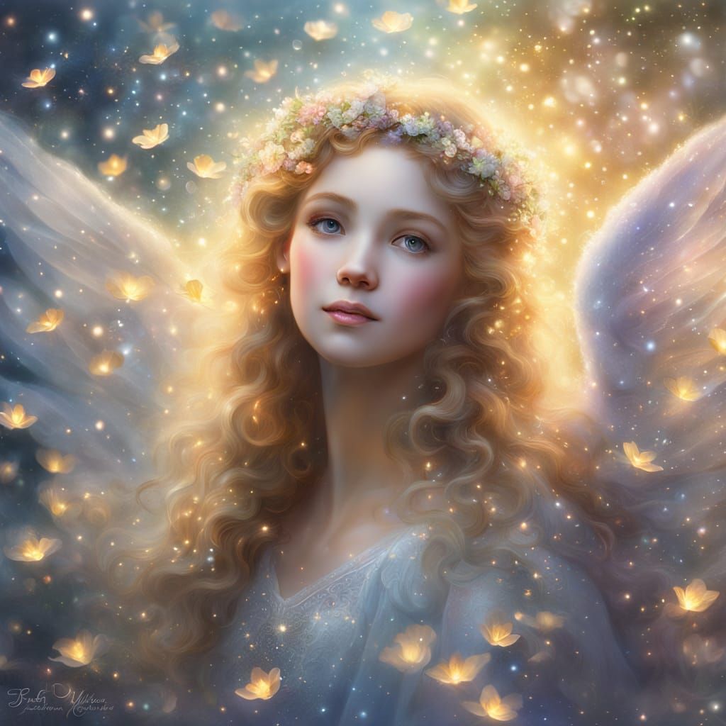Ethereal Angel in Sparkling Light: Fantasy Artwork