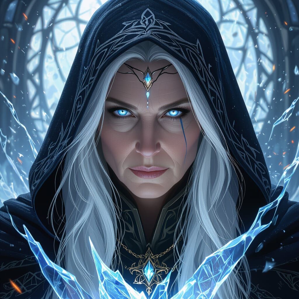 Archmage of Ice and Fire: Dark Fantasy Portrait