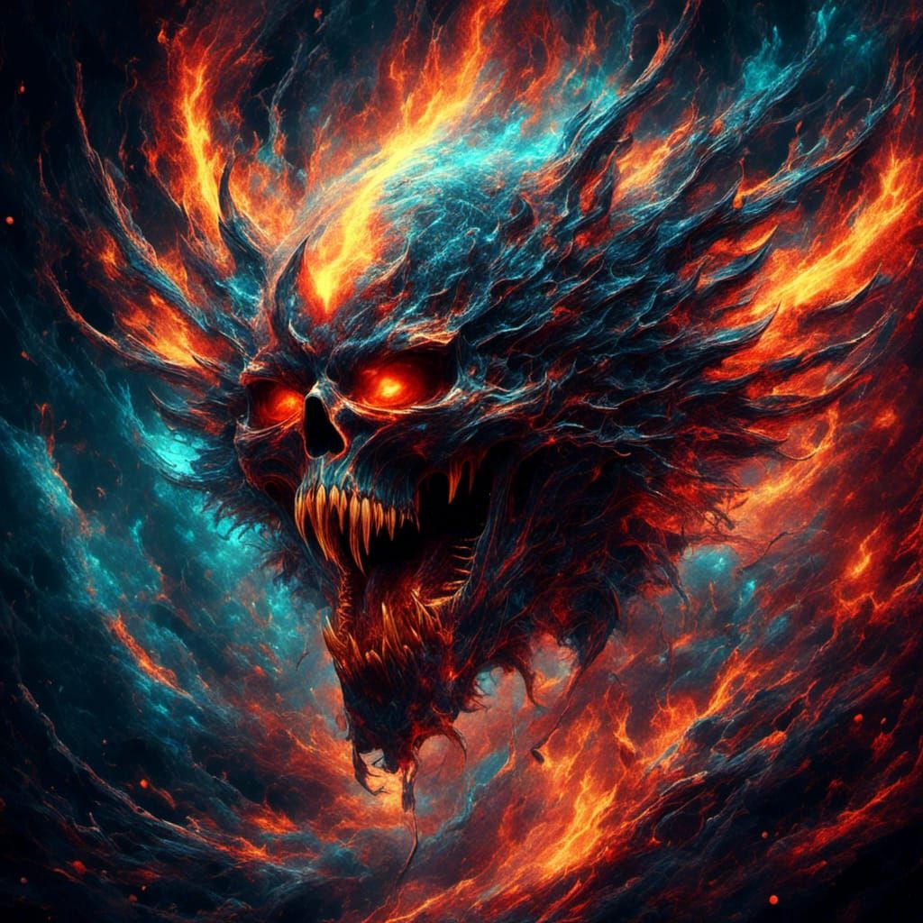 Electric Demon vs. Flaming Skull: Graffiti Art