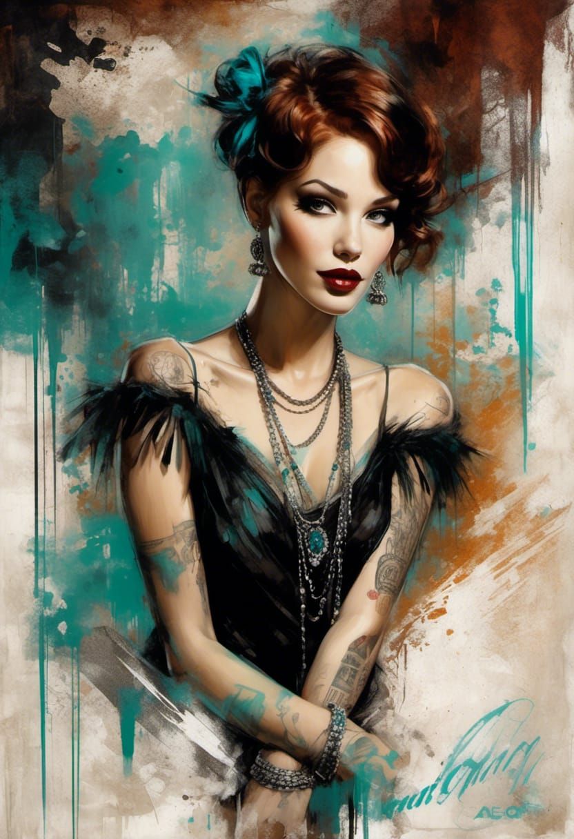 Grunge Fantasy Poster of Flapper in Monaco