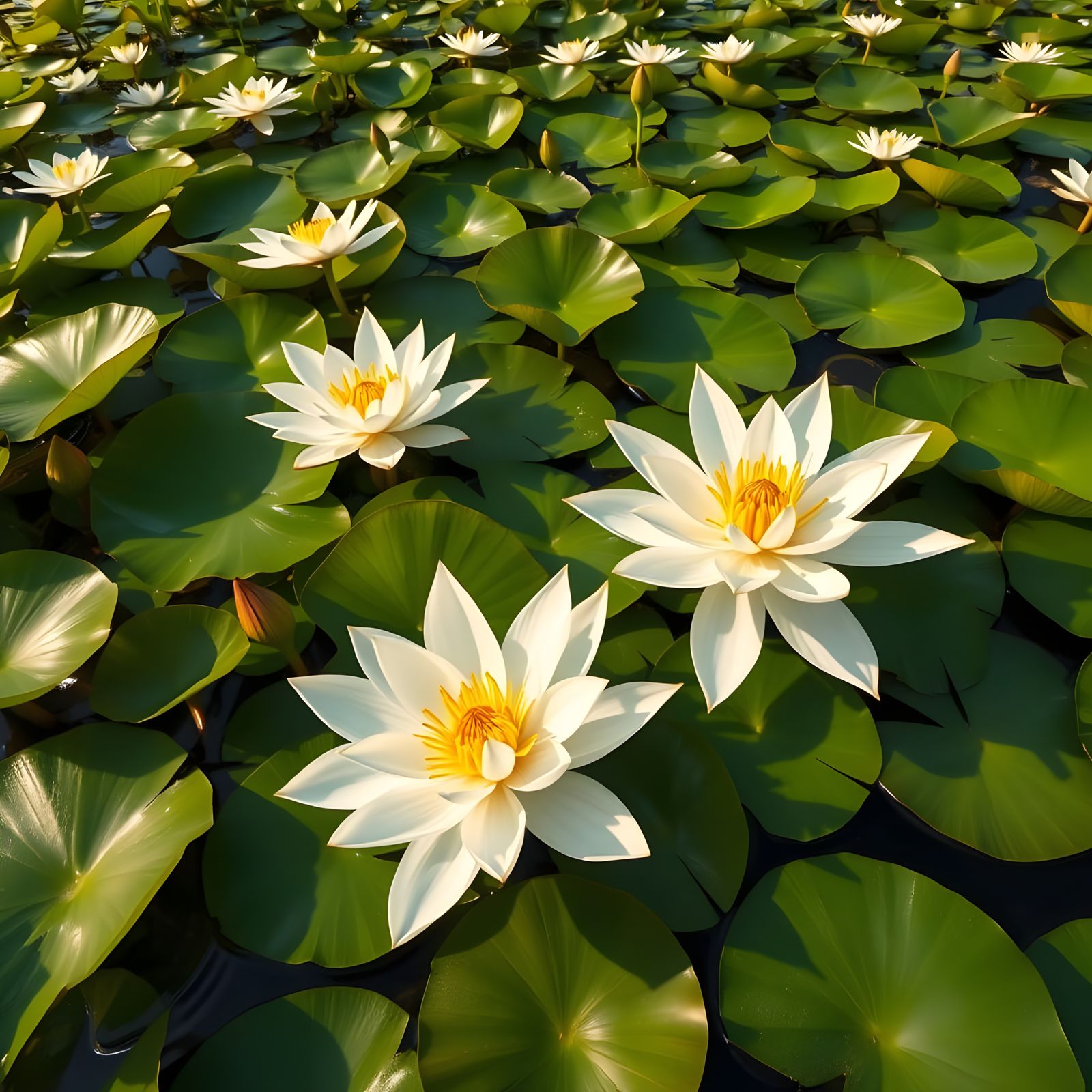Hyper-Realistic American Lotus in Serene Aquatic Environment