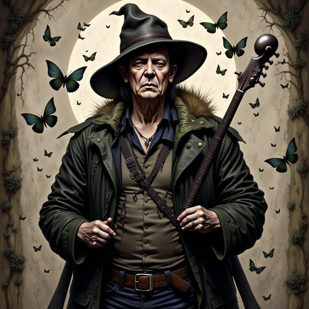 Charismatic Orc Bard Gangster in Lyrical Style