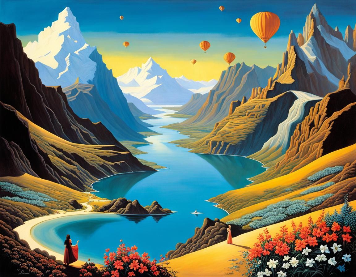 Surreal Landscape Depicting Forms of Love