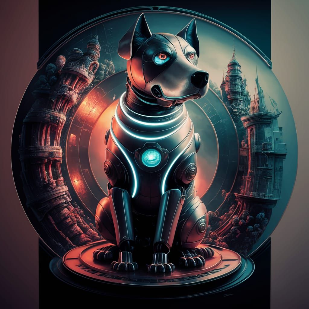 Futuristic Robotic Dog Detective Movie Poster