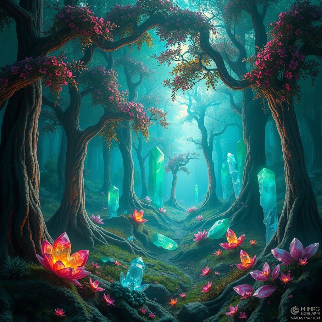 Ethereal Emerald Forest in Hyper-Realistic Digital Art