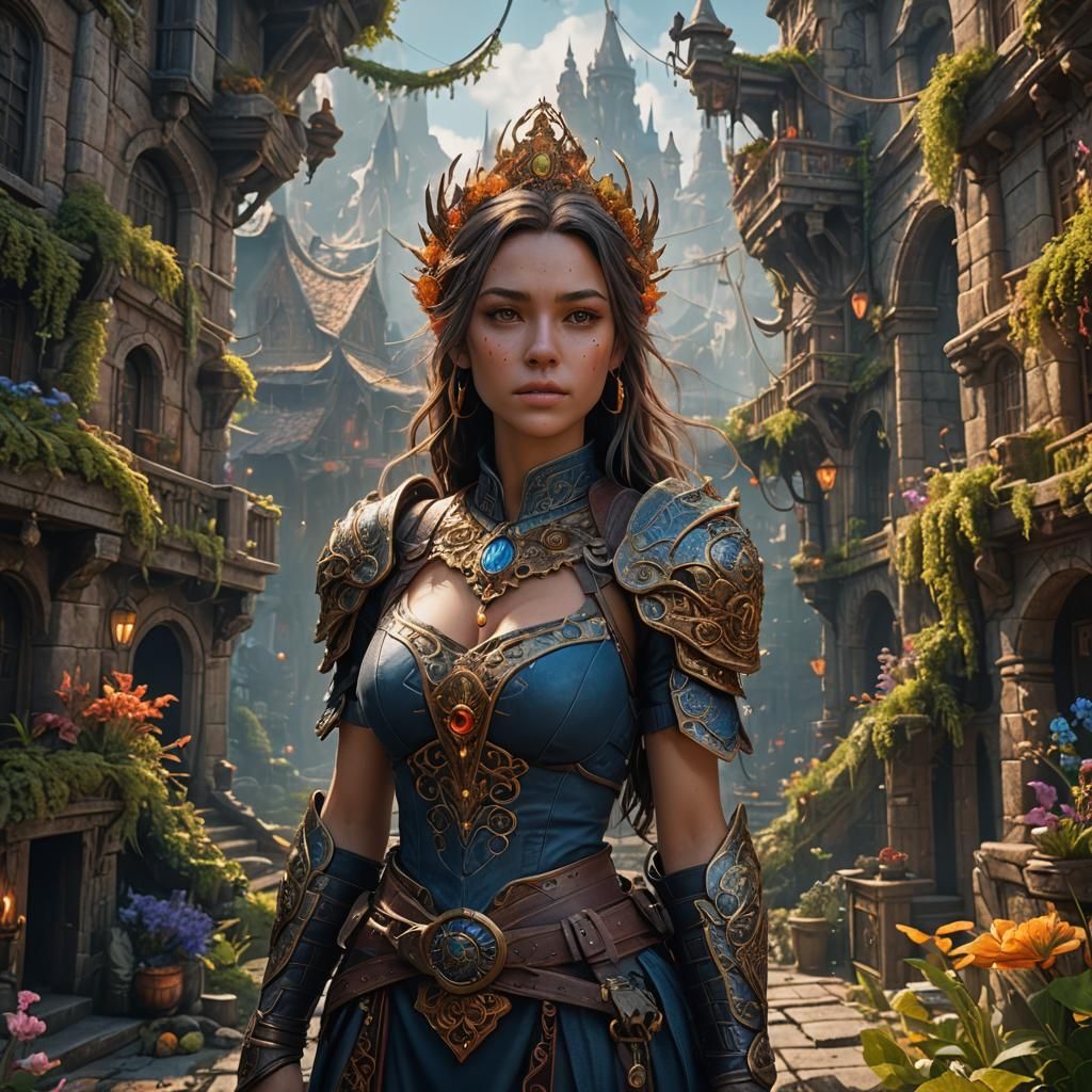 Fantastical Girl in Detailed Matte Painting