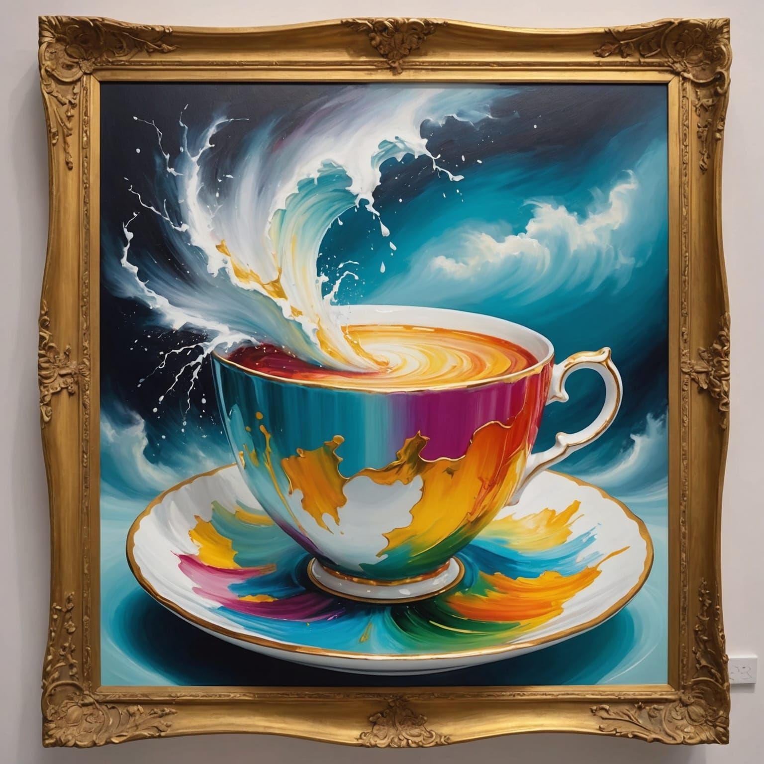 Storm in a Teacup with Golden Frame