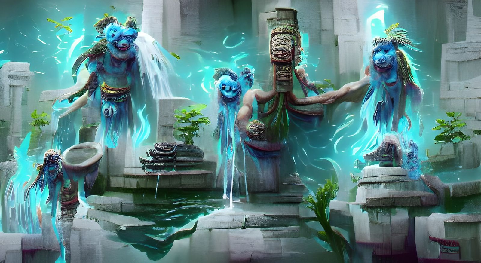 Ancient Water Temple Spirit Art