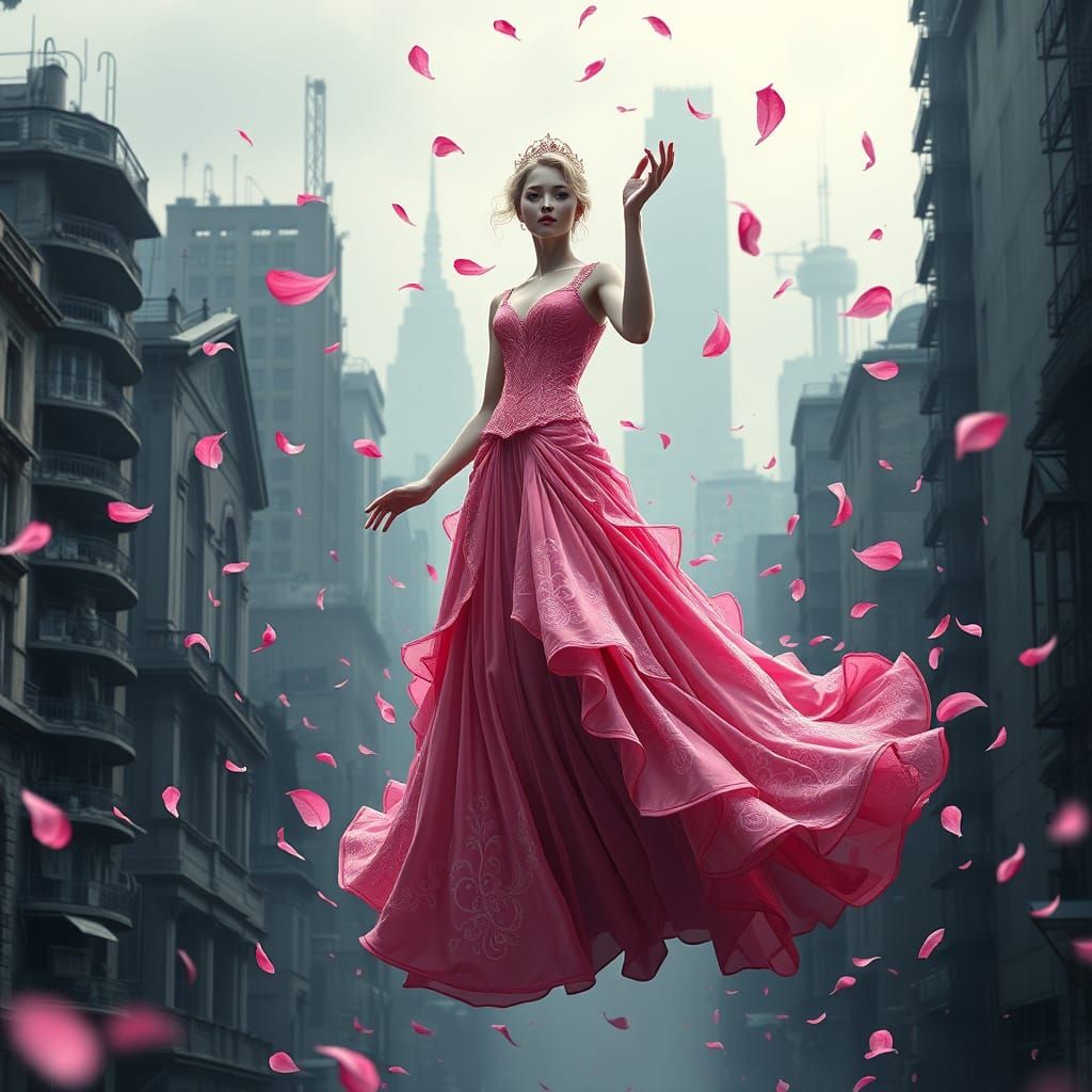 Ethereal Princess in Dystopian Dreamscape