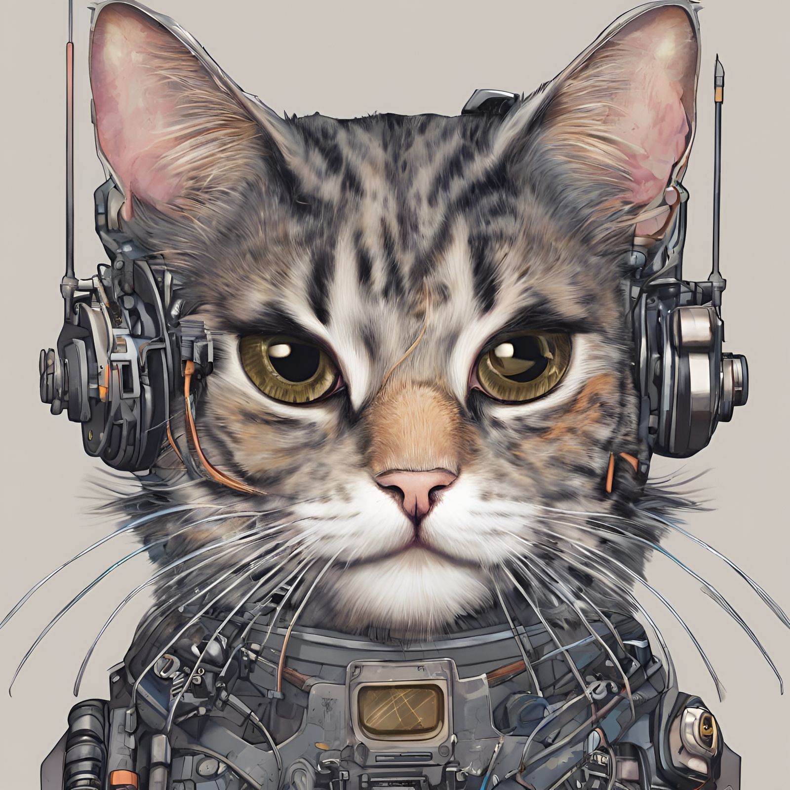 Futuristic Cyborg Cat with Advanced Technology