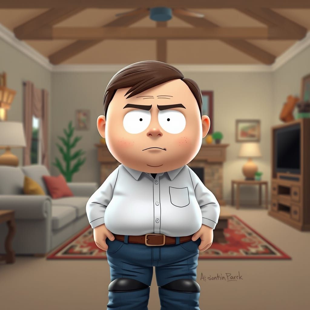 Randy Marsh in Hyper-Realistic Living Room Setting