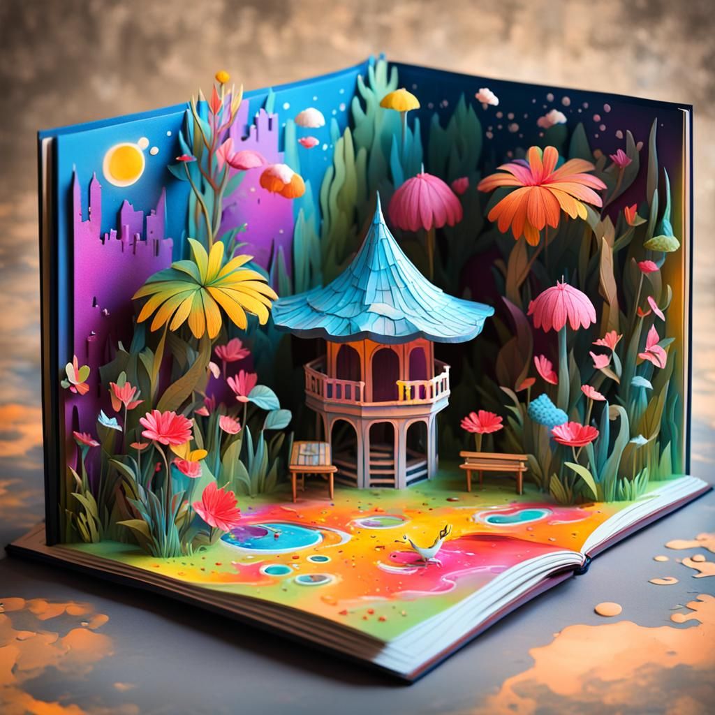 Fantasy Garden Pop-Up Book in Graffiti Style