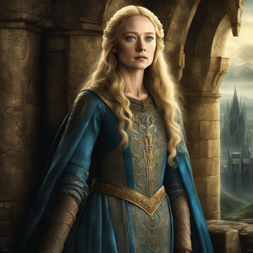 Blonde Woman in Silk Gown: Digital Matte Painting