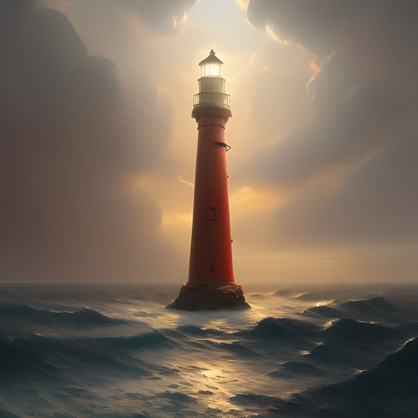 Lighthouse Painting in Romanticism Style