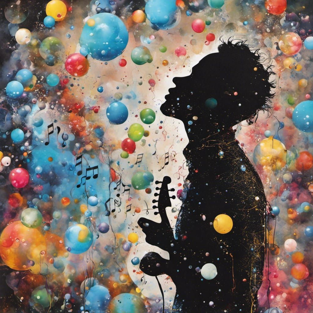 Musical Silhouette in Graffiti Street Art Style