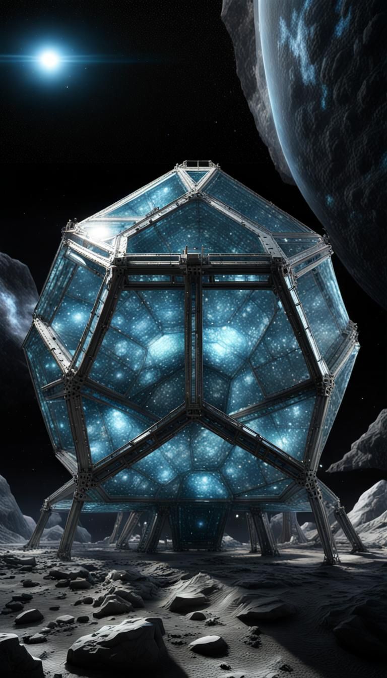 Geodesic Crystal Spaceship Mining in Blue Nebulae