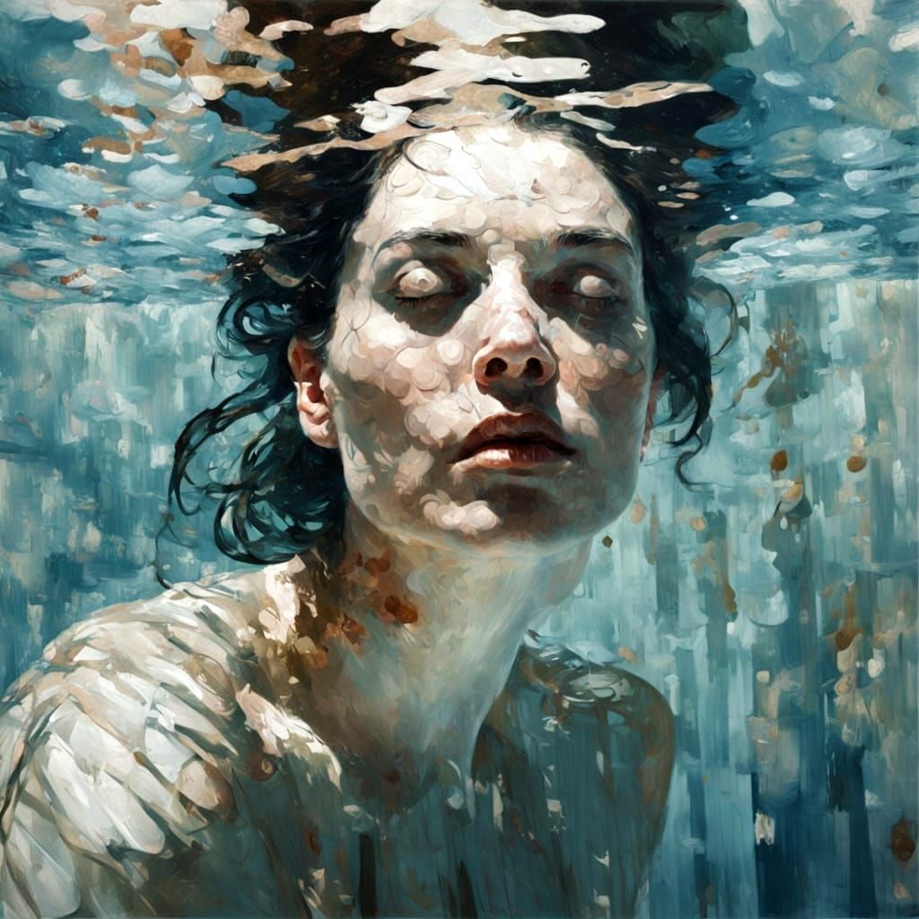 Underwater Bather in Aquatic Surrealism