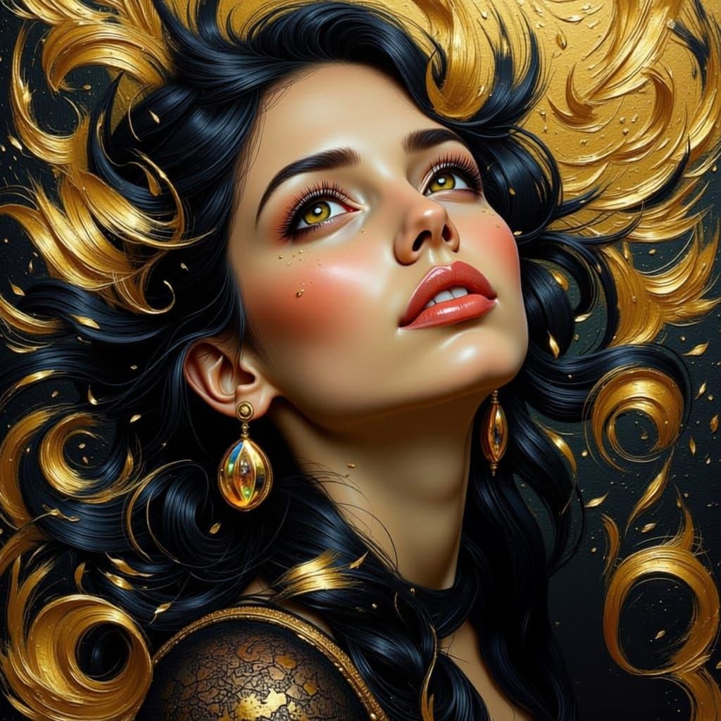 Ethereal Woman's Face in Double Exposure Gouache