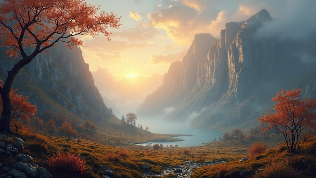 Dreamy Mythological Landscape Matte Painting Poster