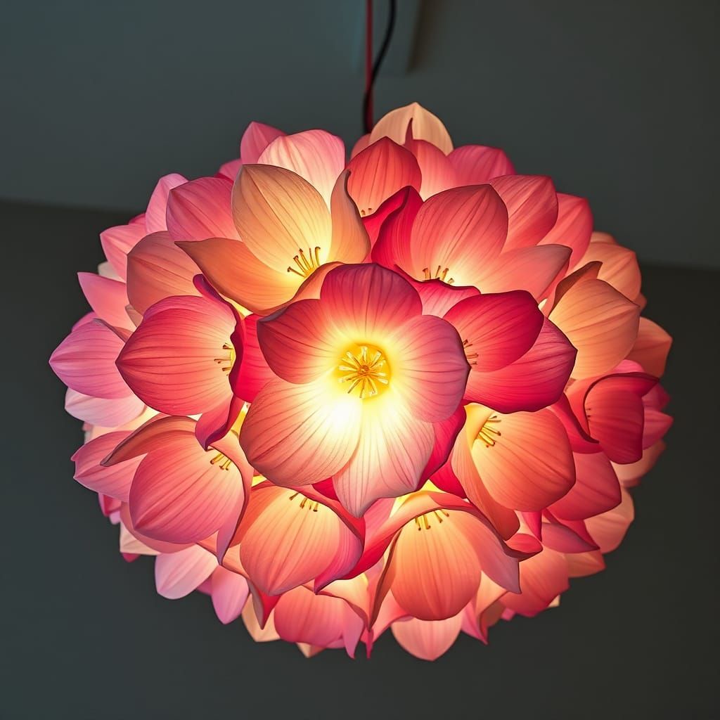 Floral Bouquet Ceiling Lamp in Pastel Colors