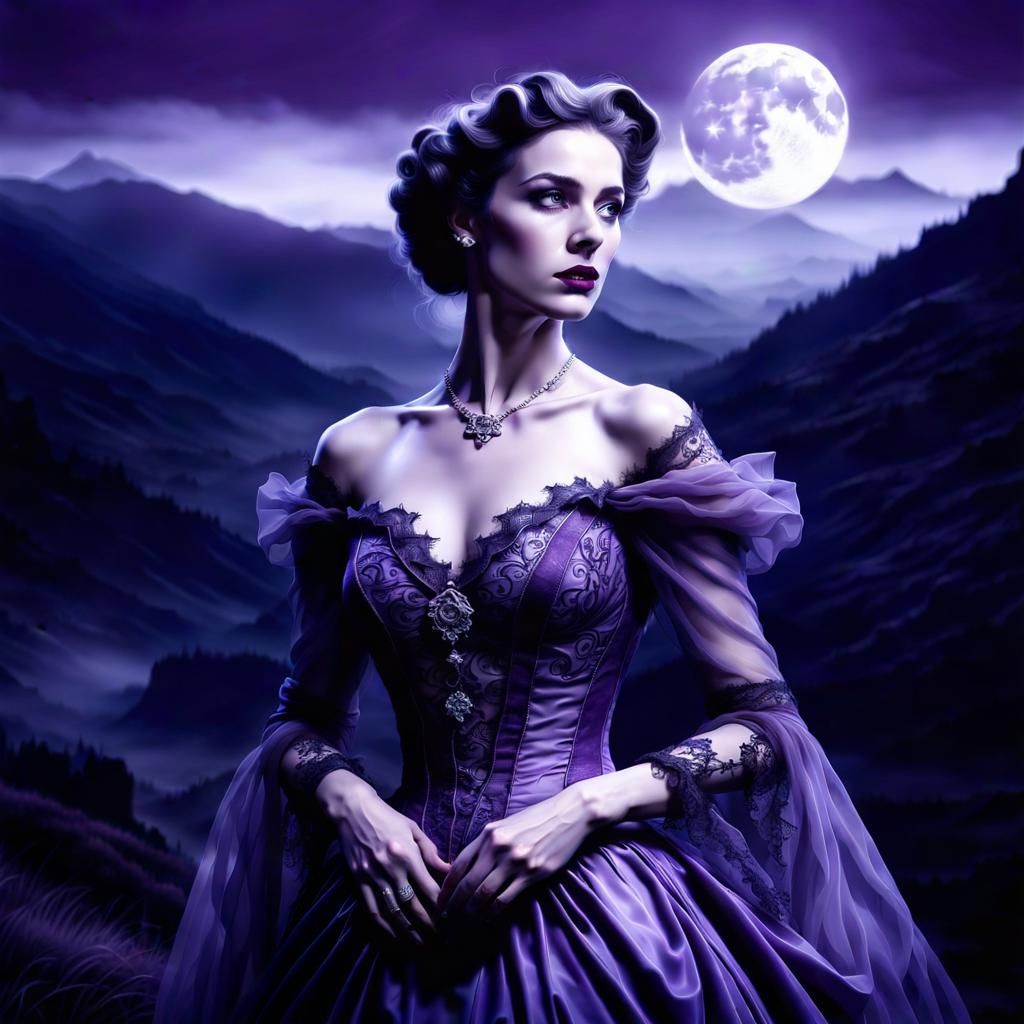 Victorian Woman in Purple Dress by Necrolord