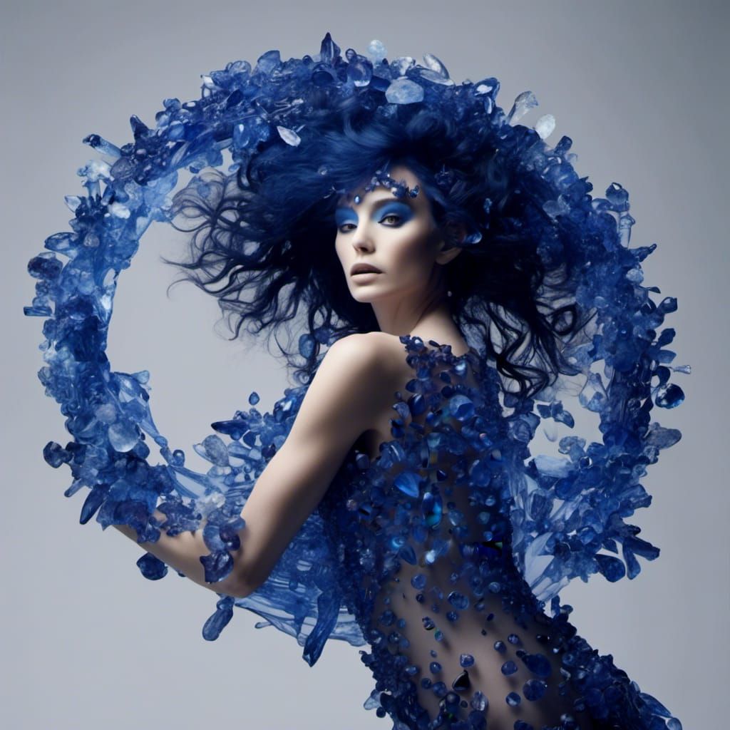 Sapphire Woman in Gem Dress, Comic Book Style