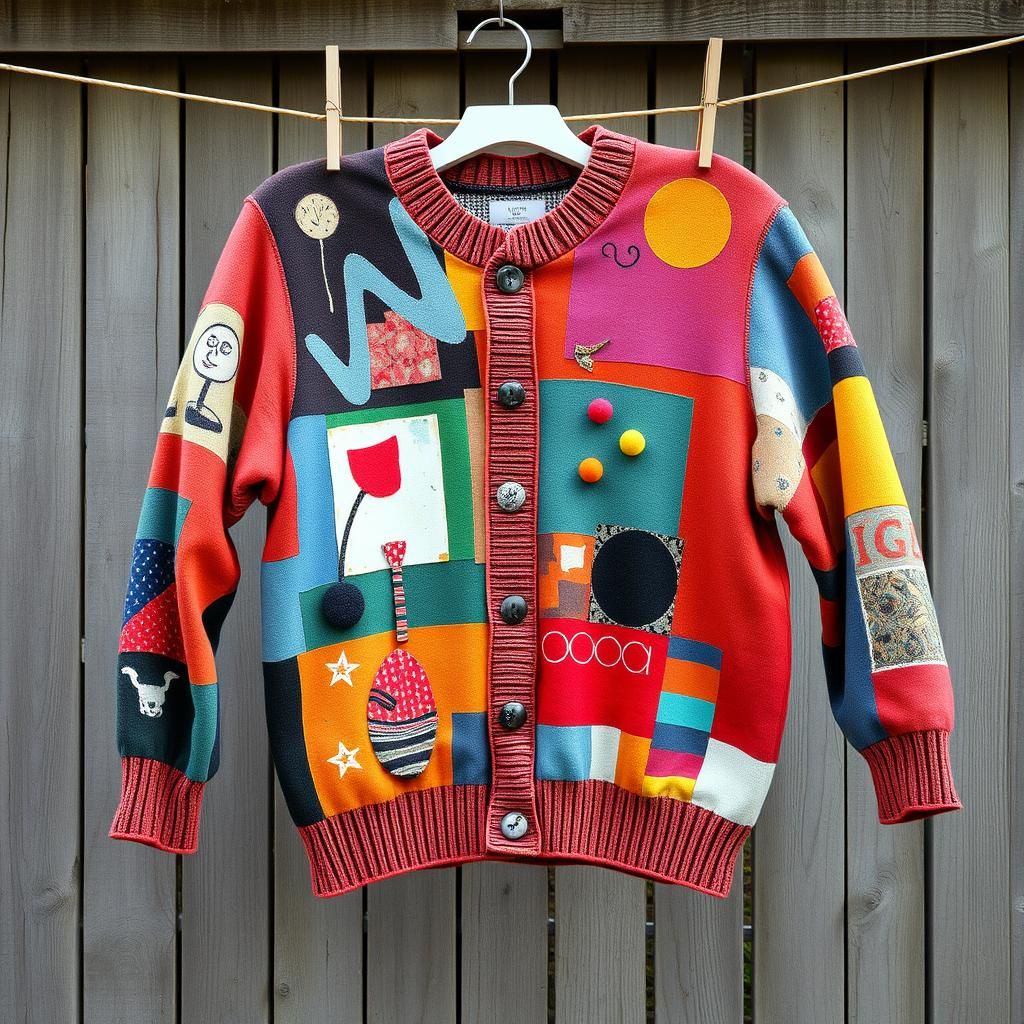 Sweater with Dadaist Photomontage Patterns