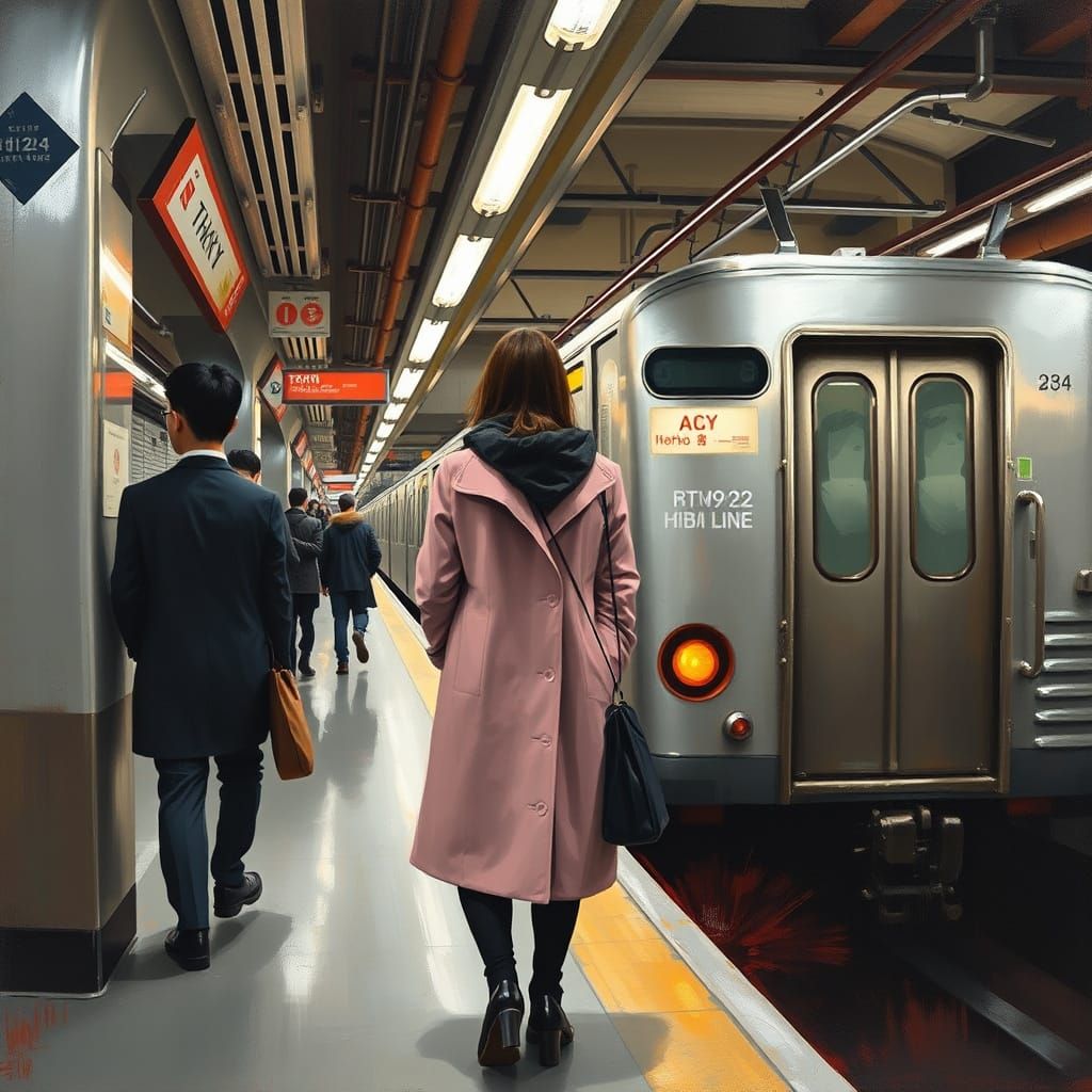 Tokyo Subway Scene in Urban Realism Style