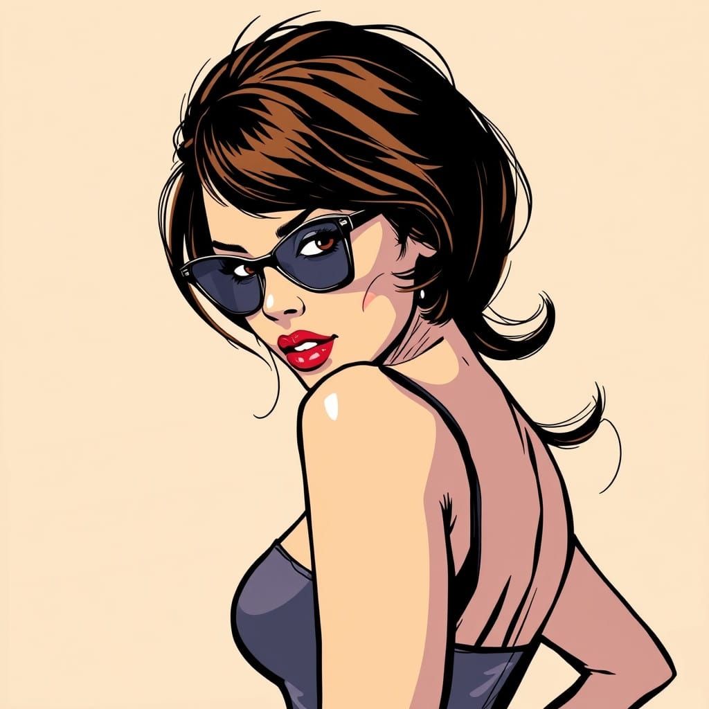 Modern Comic Book Woman with Vintage Flair
