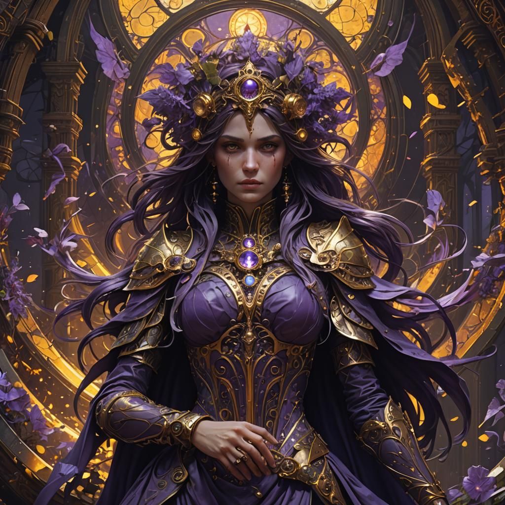 Dark Fantasy Art in Purple and Yellow
