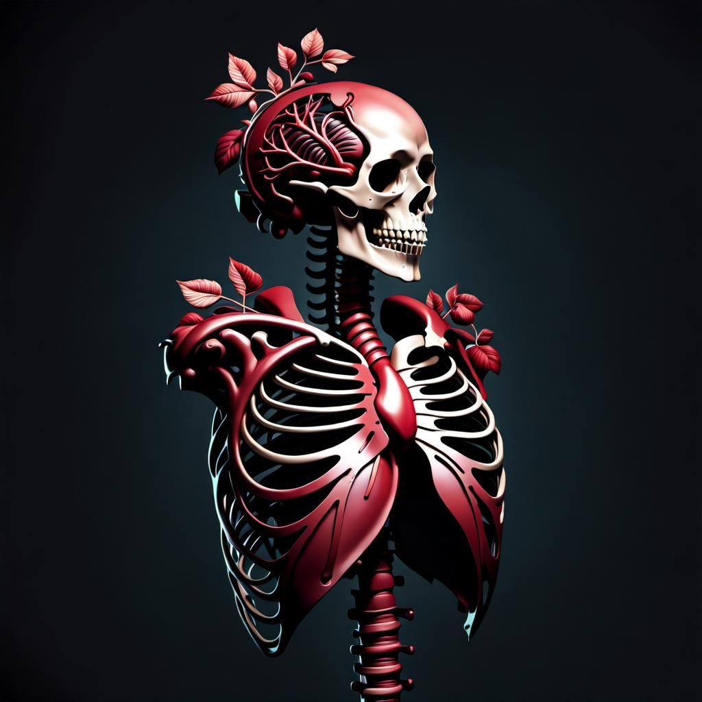 Anatomically Correct Ribcage with Heart in Gothic Art