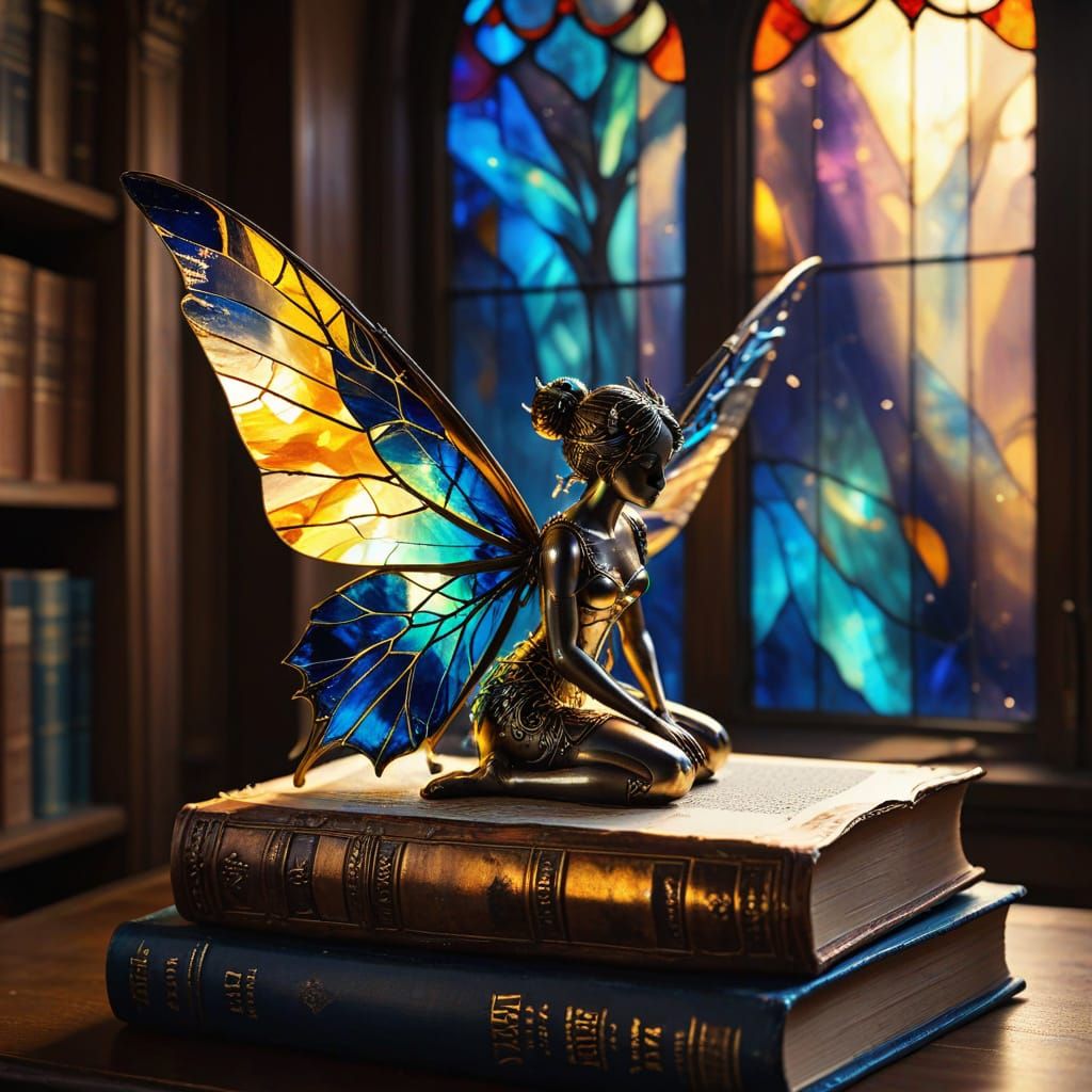 Ethereal Fairy in Hidden Library, Alcohol Ink Art