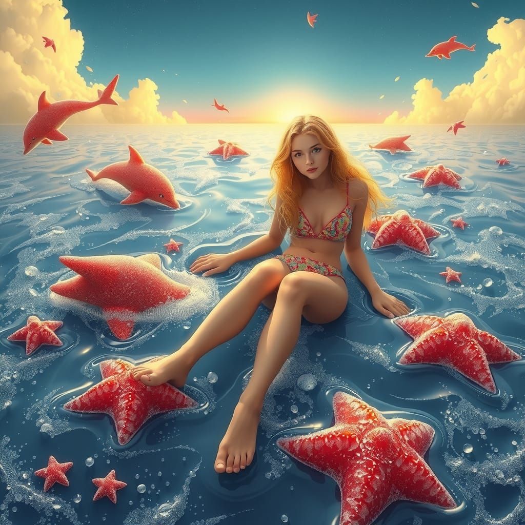 Dreamlike Soda Sea with Candy Creatures