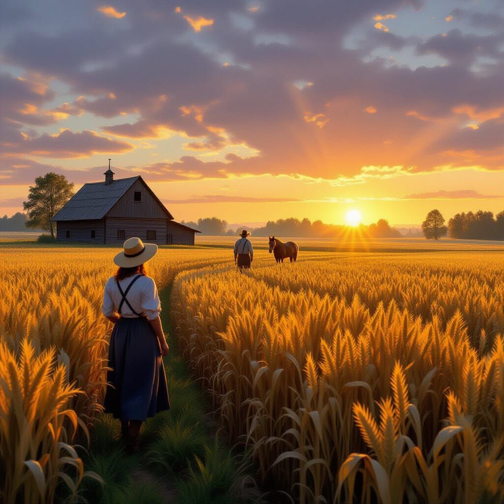 Rural Sunrise Scene in Greg Rutkowski Style