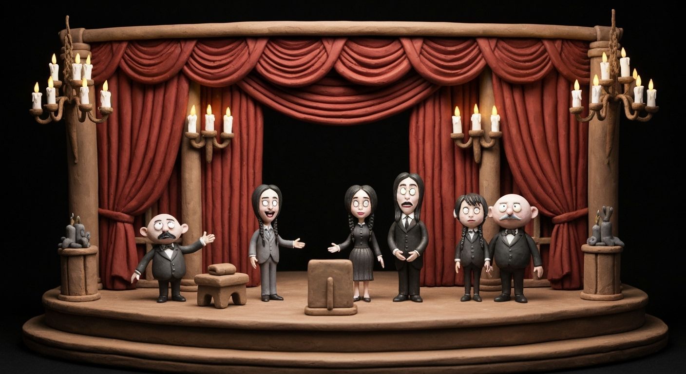 Addams Family Clay Diorama with Gothic Charm
